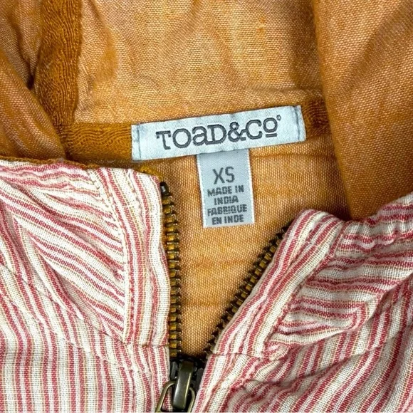 Toad & Co Utility Barn Full-Zip Hooded With Pockets Jacket In Brown/Orange Sz XS - Picture 6 of 11